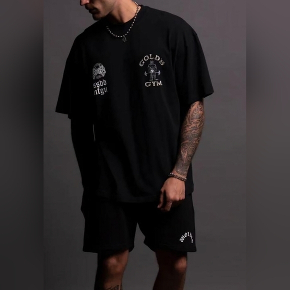 Darc Sport x Gold's Gym Crossover L Oversized Blk Tee - Picture 3 of 9